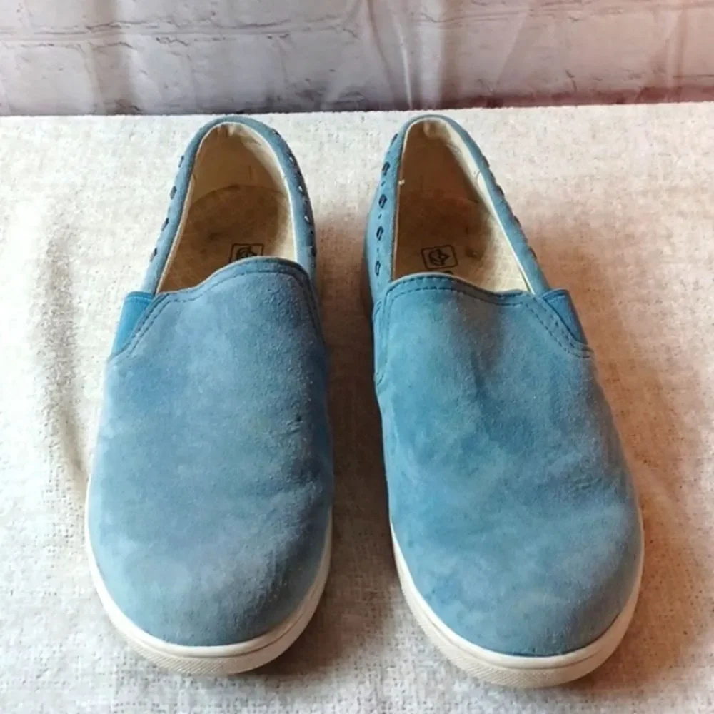 Spencer Blue Suede Studded Slip On Rubber Sole Shoes Worn Once 7.5